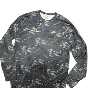AFTCO Shirt Mens 2XL Gray Camo Long Sleeve AFTECH Fishing Performance Top Logo